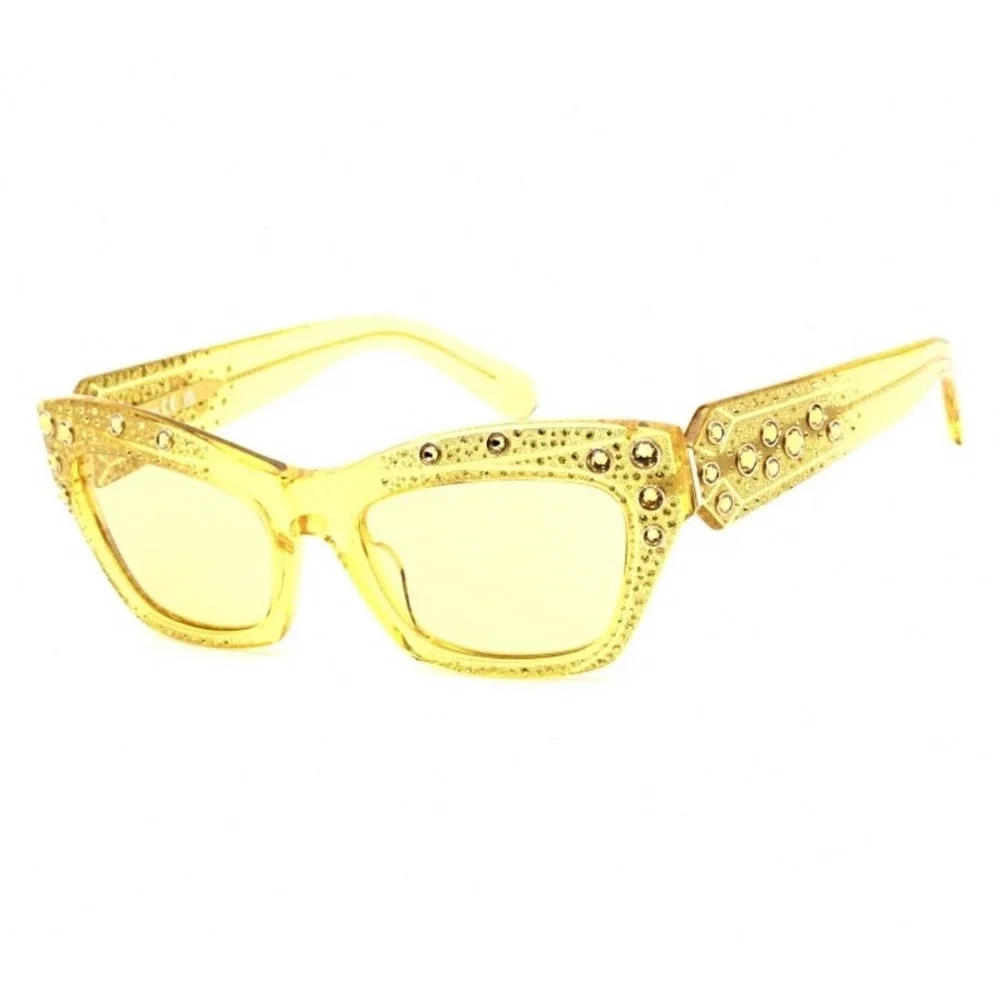 Swarovski SK380 Yellow Crystal Embellished Cat Eye Sunglasses 55-20-135